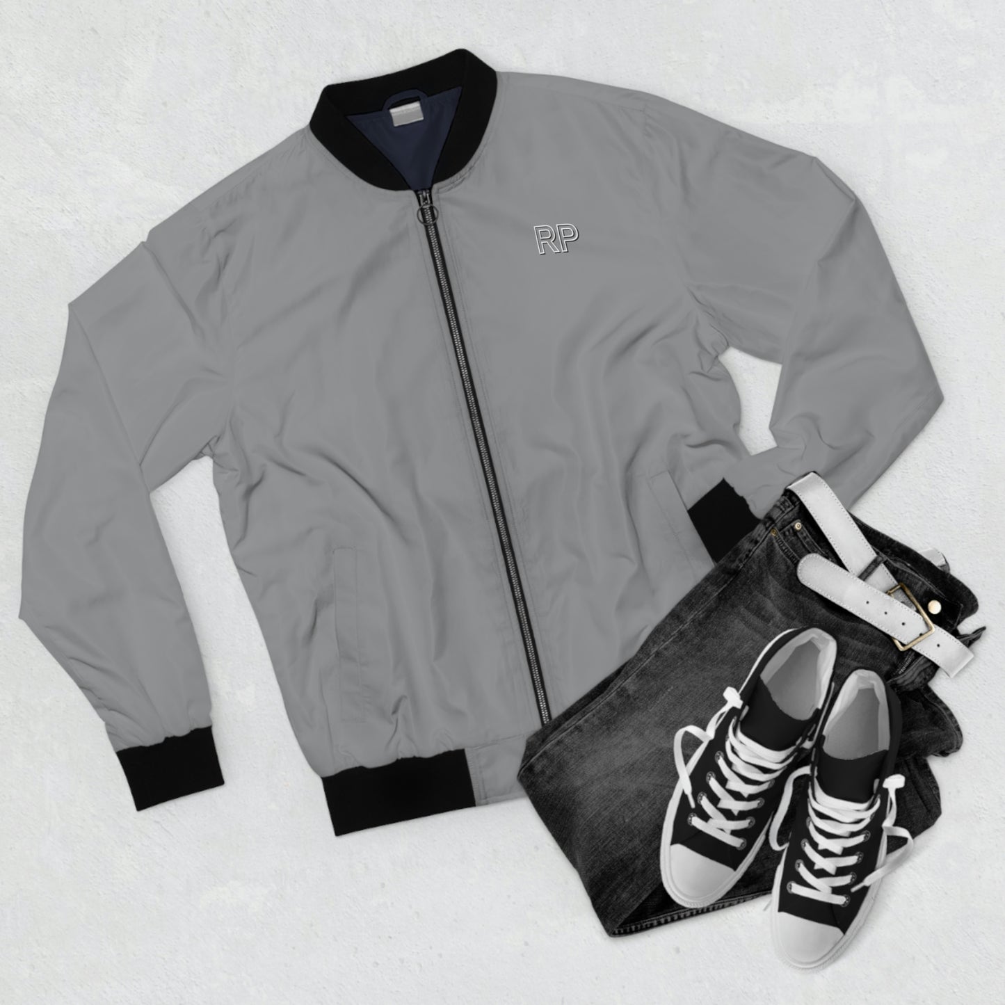 Raw Power Grey College Bomber Jacket